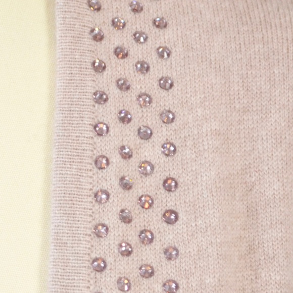 NWT 100% Cashmere Sweater Shrug w/ Swarovski Crystals by Aspen True blush pink - Picture 2 of 6